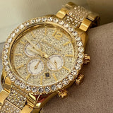  Shop Authentic Michael Kors Layton Chronograph Gold Dial Gold Steel Strap Watch For Women - MK6977 - Luxxuri