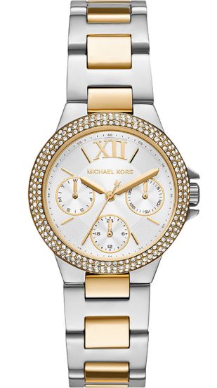  Shop Authentic Michael Kors Camille Multifunction Silver Dial Two Tone Steel Strap Watch For Women - MK6982 - Luxxuri