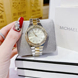  Shop Authentic Michael Kors Lennox Three-Hand Gold Dial Two Tone Steel Strap Watch For Women  - MK6988 - Luxxuri
