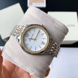  Shop Authentic Michael Kors Mindy Three Hand White Dial Two Tone Steel Strap Watch For Women - MK7084 - Luxxuri