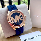 Shop Authentic Michael Kors Janelle Three Hand Blue Dial Blue Rubber Strap Watch For Women - MK7140 - Luxxuri