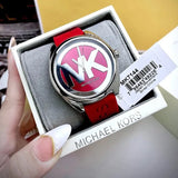  Shop Authentic Michael Kors Janelle Three Hand Red Dial Red Rubber Strap Watch For Women - MK7144 - Luxxuri