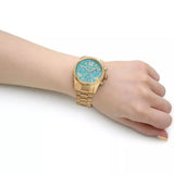  Shop Authentic Michael Kors Lexington Chronograph Blue Dial Gold Steel Strap Watch For Women - MK7216 - Luxxuri