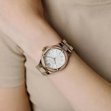  Shop Authentic Michael Kors Lennox Three-Hand Silver Dial Rose Gold Steel Strap Watch For Women - MK7362 - Luxxuri