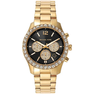  Shop Authentic Michael Kors Berkley Chronograph Black Dial Gold Steel Strap Watch For Women - MK7414 - Luxxuri