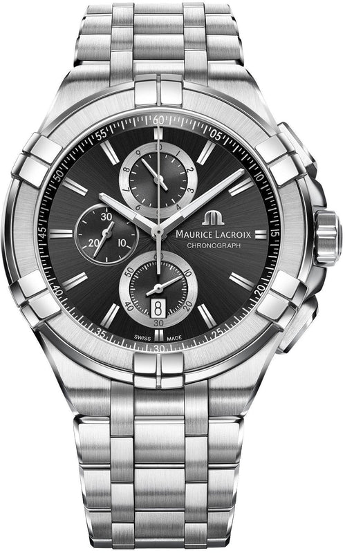  Shop Authentic Maurice Lacroix Aikon Chronograph Black Dial Silver Steel Strap Watch for Men - AI1018-SS002-330-1 - Luxxuri