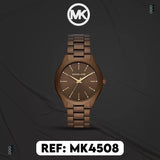  Shop Authentic Michael Kors Slim Runway Brown Dial Brown Steel Strap Watch For Women - MK4508 - Luxxuri