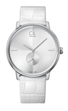  Shop Authentic Calvin Klein Accent Silver Dial White Leather Strap Watch for Women - K2Y211K6 - Luxxuri