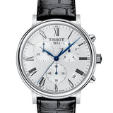 Shop Authentic Tissot Carson Premium Chronograph Silver Dial Black Leather Strap Watch For Men - T122.417.16.033.00 - Luxxuri