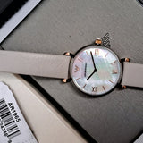 Shop Authentic Emporio Armani Gianni T Bar Quartz Mother of Pearl Dial White Leather Strap Watch For Women - AR1965 - Luxxuri
