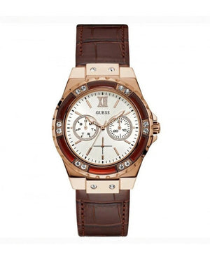 Shop Authentic Guess Limelight Analog White Dial Brown Leather Strap Watch For Women - W0775l14 - Luxxuri