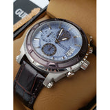  Shop Authentic Guess Pinnacle Chronograph Quartz Blue Dial Brown Leather Strap Watch For Men - W0673G1 - Luxxuri