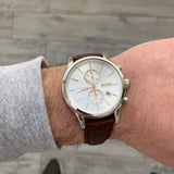  Shop Authentic Hugo Boss Jet White Dial Brown Leather Strap Watch for Men - 1513280 - Luxxuri