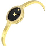  Shop Authentic Movado Bela Black Dial Gold Steel Strap Watch For Women - 0606999 - Luxxuri