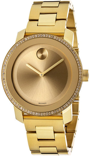  Shop Authentic Movado Bold Diamonds Gold Dial Gold Steel Strap Watch for Women - 3600150 - Luxxuri