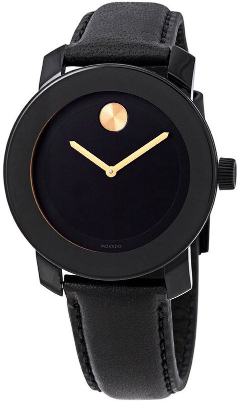  Shop Authentic Movado Bold Black Dial Black Leather Strap Watch for Women - 3600527 - Luxxuri