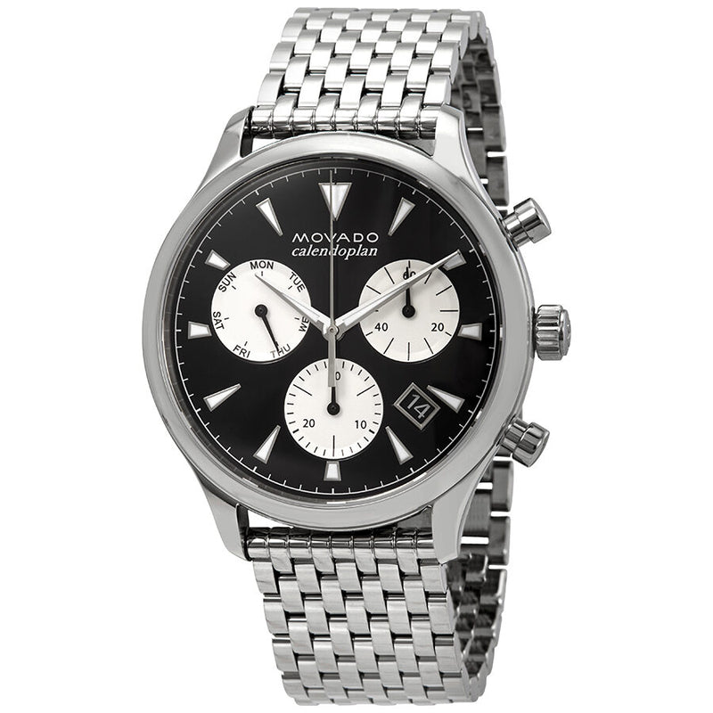  Shop Authentic Movado Heritage Calendoplan Chronograph Black Dial Silver Steel Strap Watch for Men - 3650014 - Luxxuri