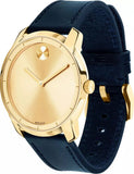  Shop Authentic Movado Bold Gold Dial Blue Leather Strap Watch For Men - 3600469 - Luxxuri