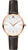  Shop Authentic Movado Ultra Slim White Dial Brown Leather Strap Watch For Women - 0607096 - Luxxuri