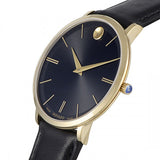  Shop Authentic Movado Ultra Slim Black Dial Black Leather Strap Watch For Men - 0607087 - Luxxuri