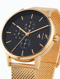  Shop Authentic Armani Exchange Cayde Chronograph Black Dial Gold Mesh Strap Watch For Men - AX2715 - Luxxuri
