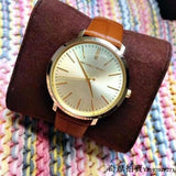  Shop Authentic Michael Kors Jaryn Quartz Gold Dial Brown Leather Strap Watch For Women - MK2496 - Luxxuri