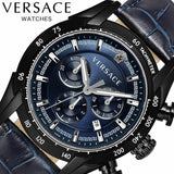  Shop Authentic Versace V-Ray Chronograph Quartz Blue Dial Black Leather Strap Watch For Men - VEDB00418 - Luxxuri