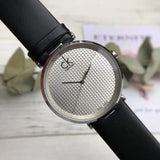  Shop Authentic Calvin Klein Sight Silver Dial Black Leather Strap Watch for Men - K1S21120 - Luxxuri