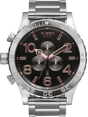 Nixon 51-30 Chrono Grey Dial Silver Steel Strap Watch for Men - A083-2064