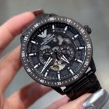  Shop Authentic Emporio Armani Meccanico Automatic Black Dial Black Steel Strap Watch For Men - AR60054 - Luxxuri