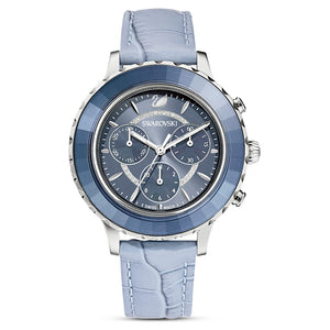  Shop Authentic Swarovski Octea Lux Chrono Blue Dial Blue Leather Strap Watch for Women - 5580600 - Luxxuri