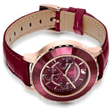  Shop Authentic Swarovski Octea Lux Chrono Red Dial Red Leather Strap Watch for Women - 5547642 - Luxxuri