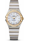  Shop Authentic Omega Constellation Diamonds Mother of Pearl Dial Two Tone Steel Strap Watch for Women - 123.25.27.60.55.006 - Luxxuri