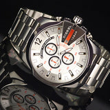  Shop Authentic Diesel Mega Chief Quartz Chronograph White Dial Steel Strap Watch For Men - DZ4328 - Luxxuri
