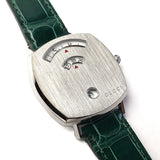  Shop Authentic Gucci Grip Quartz Silver Dial Green Leather Strap Watch For Women - YA157404 - Luxxuri