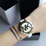  Shop Authentic Michael Kors Slim Runway Quartz Gold Dial White Leather Strap Watch For Women - MK2389 - Luxxuri