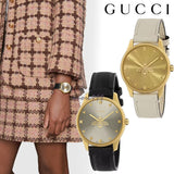  Shop Authentic Gucci G Timeless Quartz Gold Dial Beige Leather Strap Watch For Women - YA1264180 - Luxxuri
