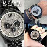  Shop Authentic Michael Kors Lexington Chronograph Crystals Silver Dial Black Steel Strap Watch for Men - MK8605 - Luxxuri