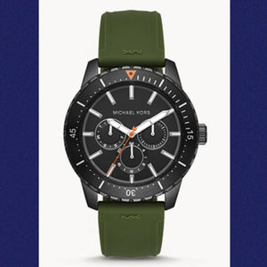  Shop Authentic Michael Kors Cunningham Chronograph Black Dial Green Rubber Strap Watch For Men - MK7165 - Luxxuri