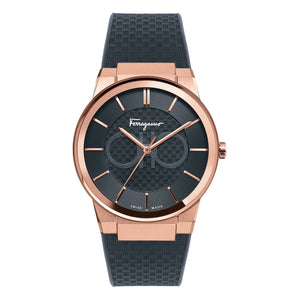 Shop Authentic Salvatore Ferragamo Sapphire Black Dial Black Silicone Strap Watch for Men - SFHP00420 - Luxxuri