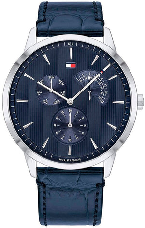  Shop Authentic Tommy Hilfiger Brad Chronograph Quartz Blue Dial Blue Leather Strap Watch For Men - 1710387 - Luxxuri