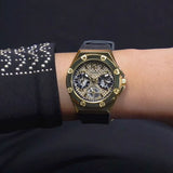  Shop Authentic Guess Asteria Multifunction Gold Dial Black Rubber Strap Watch For Women - GW0620L2 - Luxxuri