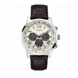  Shop Authentic Guess Chronograph Quartz White Dial Brown Leather Strap Watch For Men - W0380G1 - Luxxuri