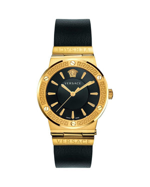 Shop Authentic Versace Greca Black Dial Black Leather Strap Watch for Women - VEVH00320 - Luxxuri