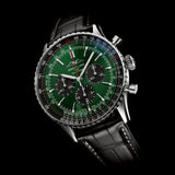  Shop Authentic Breitling Navitimer B01 Chronograph 46 Green Dial Black Leather Strap Watch for Men - AB0137241L1P1 - Luxxuri