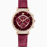  Shop Authentic Swarovski Spring Flower Chronograph Red Dial Red Leather Strap Watch for Women - 5598689 - Luxxuri