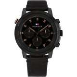  Shop Authentic Tommy Hilfiger Troy Chronograph Black Dial Black Leather Strap Watch For Men - 1792110 - Luxxuri