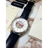  Shop Authentic Emporio Armani Meccanico Silver Skeleton Dial Black Leather Strap Watch For Men - AR2072 - Luxxuri