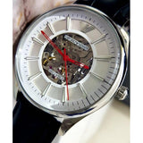  Shop Authentic Emporio Armani Meccanico Silver Skeleton Dial Black Leather Strap Watch For Men - AR2072 - Luxxuri