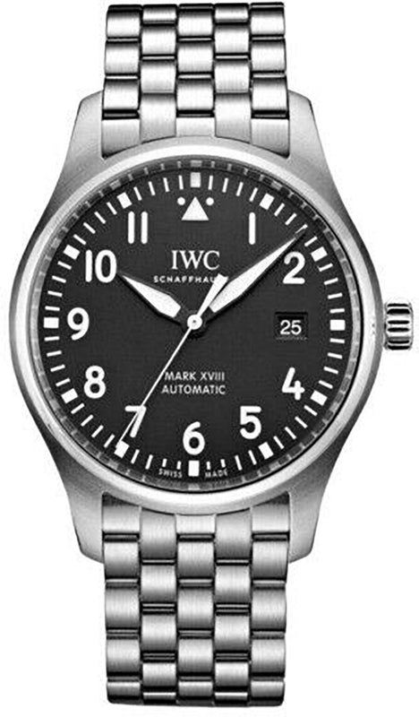  Shop Authentic IWC Pilot’s Watch Mark XVIII Black Dial Silver Steel Strap Watch for Men - IW327015 - Luxxuri